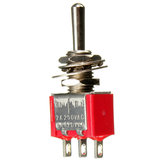 Interruptor basculante pequeno de 3 pinos vermelho ON-OFF-ON 3 SPDT AC 6A / 125V 3A / 250V